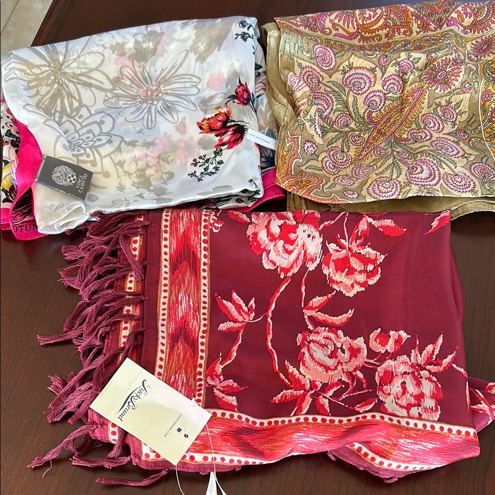 Set of 3 Vibrant Floral and Paisley Scarf